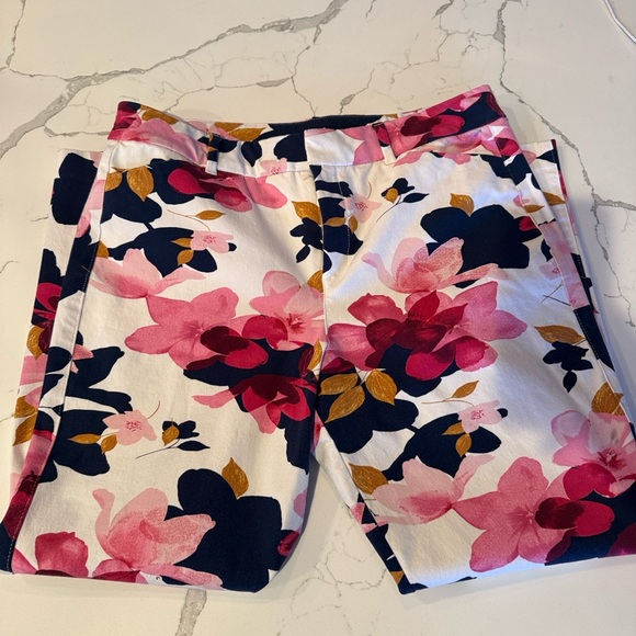 Old Navy Floral Ankle Pants - Pink, Navy, and Gold - Picture 4 of 6